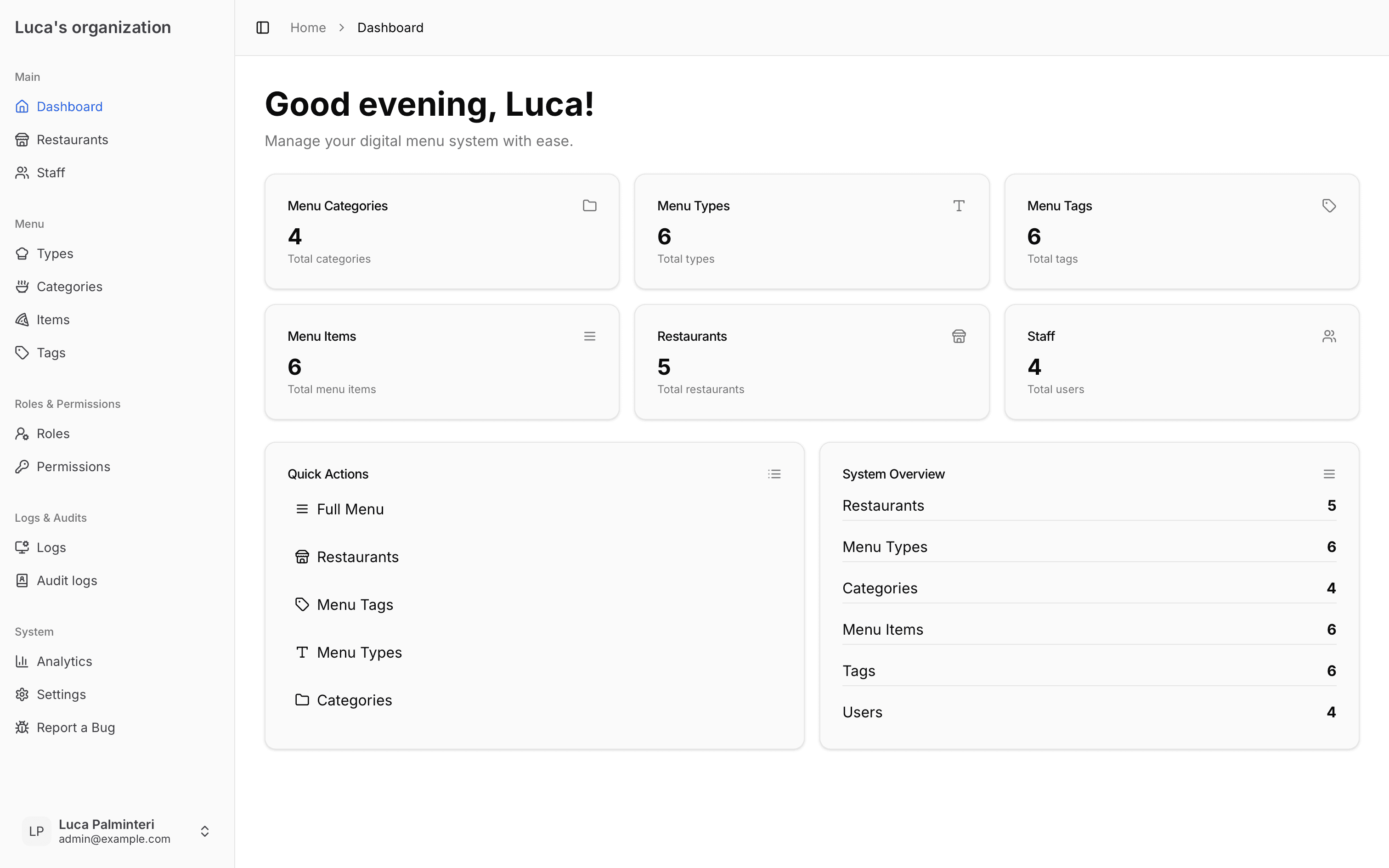 Neopixel Menu Dashboard